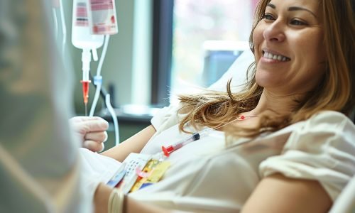 woman-hospital-with-sign-that-says-number-1-front